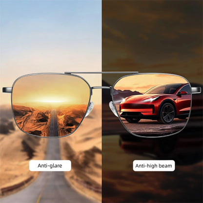 CAPONI Pilot Style Polarized Men Sun Glasses Out Driving Carbon Fiber Photochromic Sunglasses Designer UV400 Black Shads BS23027