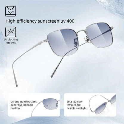 CAPONI Fashion Women Sunglasses Titanium Outdoor Sun Glasses Anti Glare UV400 Protect Gradient Blue Lenses Silver Shade CP35610
