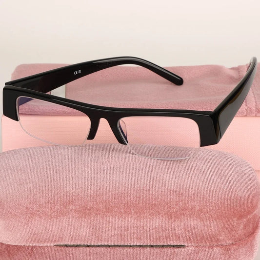 New Women Semi-Rimless Acetate Sunglasses Brand Desinger  Retro Fashionable Eyeware Ladies Traveling Rectangle For SUN GLASSES