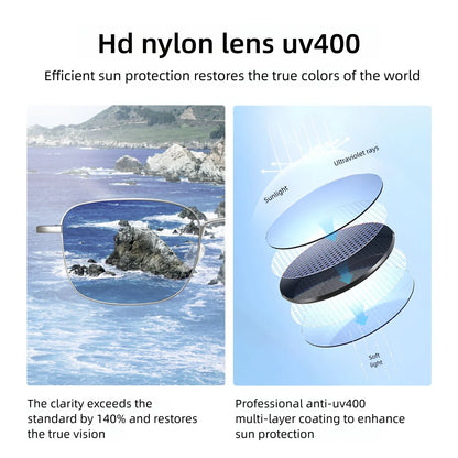 CAPONI Fashion Women Sunglasses Titanium Outdoor Sun Glasses Anti Glare UV400 Protect Gradient Blue Lenses Silver Shade CP35610