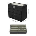 4-Tier Eyeglasses Display Case,24 Compartment Sunglass Glasses Box with Glass Lid,Sunglass Storage Organizer for Bracelet,Watch