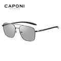 CAPONI Pilot Style Polarized Men Sun Glasses Out Driving Carbon Fiber Photochromic Sunglasses Designer UV400 Black Shads BS23027