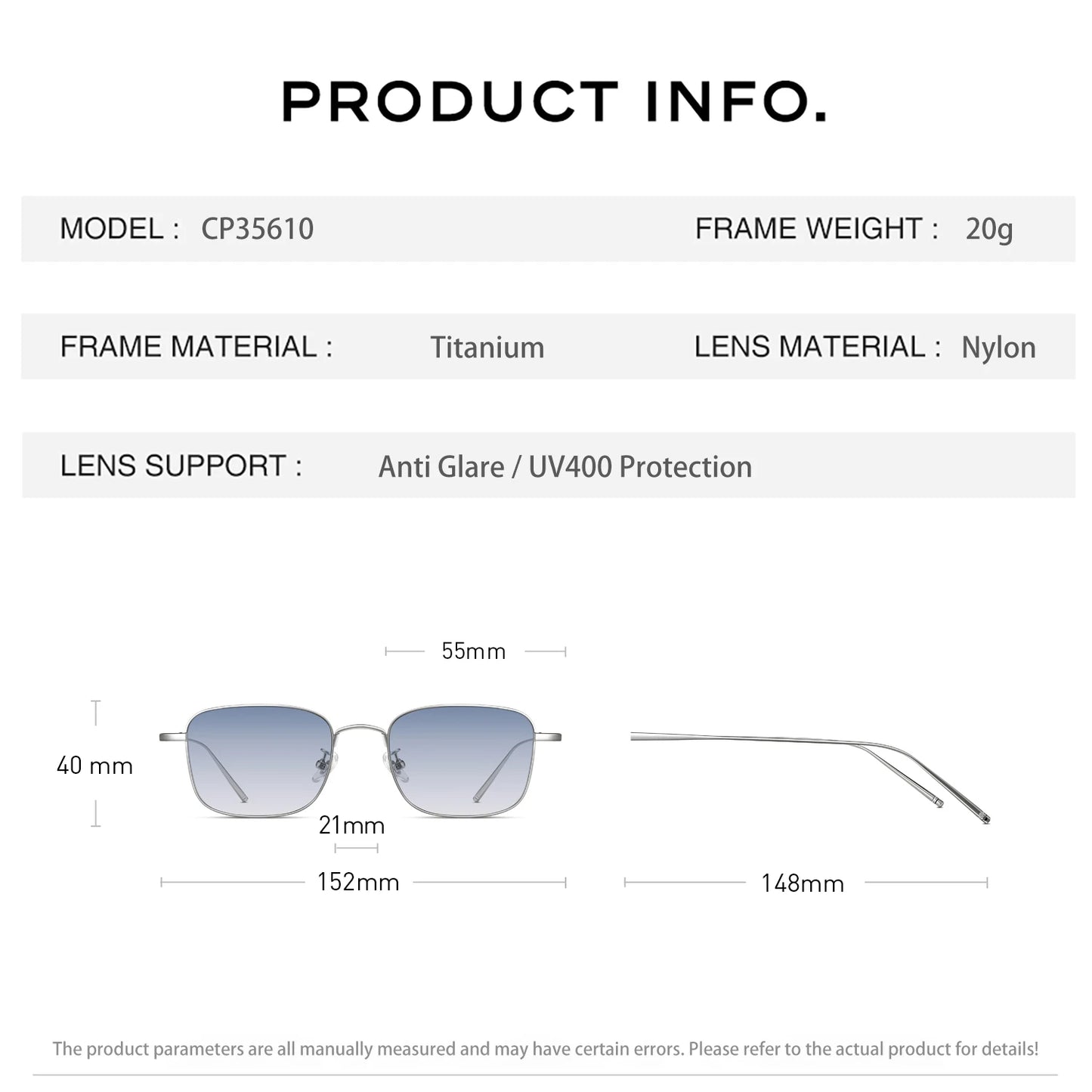 CAPONI Fashion Women Sunglasses Titanium Outdoor Sun Glasses Anti Glare UV400 Protect Gradient Blue Lenses Silver Shade CP35610