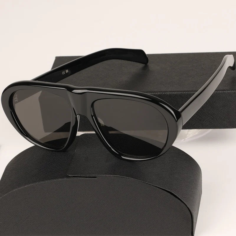 New Oversized Pilot Oval Sunglasses For Women Brand Designer Ladies Retro Eyeware Simple Outdoor Driving Traveling Sun Glasses